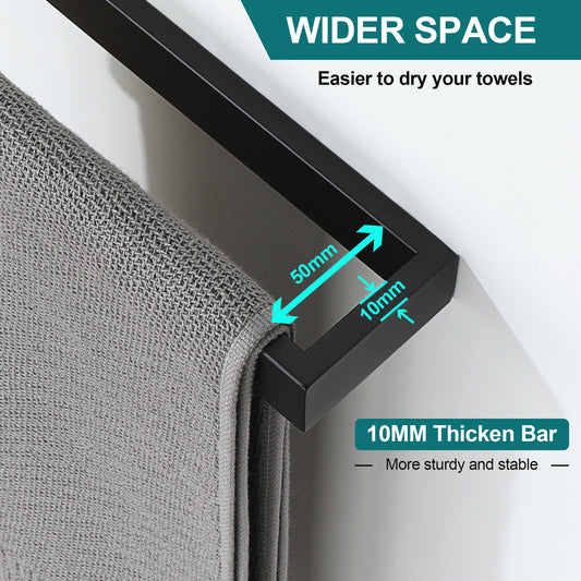 SAYAYO Hand Towel Holder Self Adhesive Towel Rail Towel Rack Stainless Steel Towel Ring No Drilling for Bathroom, 20cm - 40cm, 8 Inch - 16 Inch, Black, Brushed, Polished