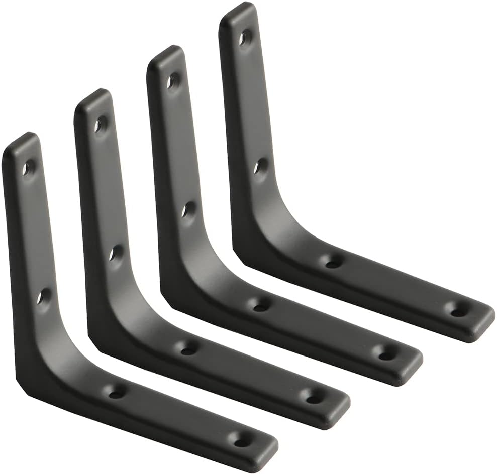 Sayayo L-shape Shelf Bracket Corner Brace Angle Bracket Shelf Support Wall Hanging White/ Brushed/ Black Finished, 100MM-250MM