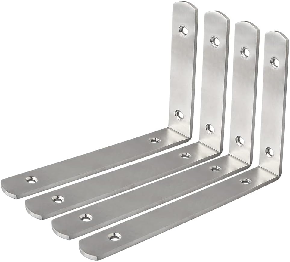 Sayayo L Shelf Bracket Corner Brace Angle Bracket Shelf Support Wall Hanging, Stainless Steel, 150MM-300MM, 2PCS/ 4PCS