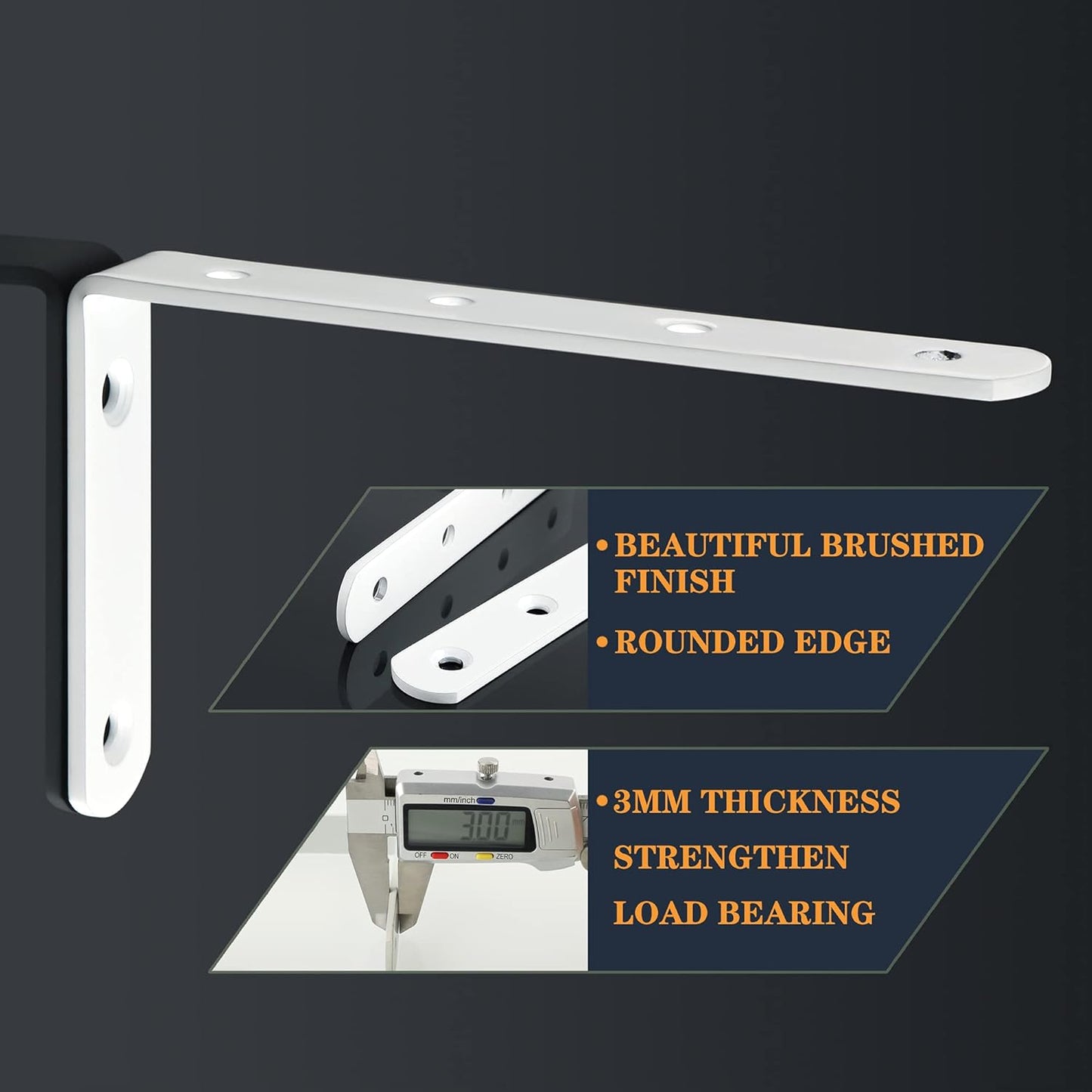 Sayayo L Shelf Bracket Corner Brace Angle Bracket Shelf Support Wall Hanging, Stainless Steel, 150MM-300MM, 2PCS/ 4PCS