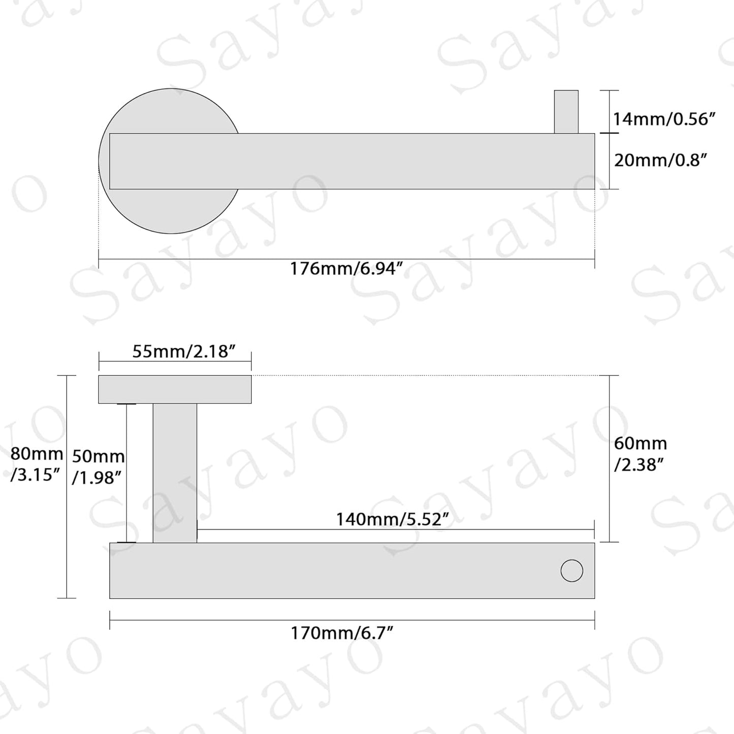 Sayayo Toilet Roll Holder Wall Mounted SUS304 Stainless Steel Toilet Paper Holder for Bathroom Kitchen