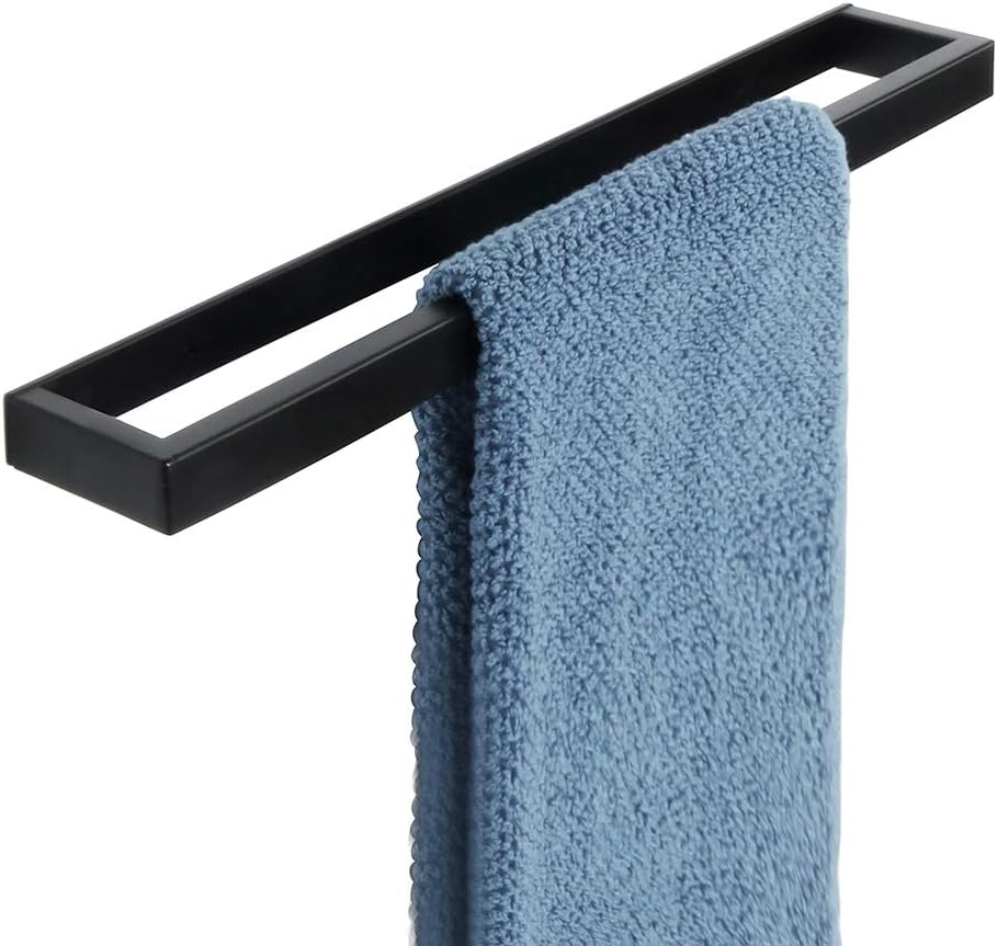 SAYAYO Hand Towel Holder Self Adhesive & Screw Small Towel Rail Wall Mounted Towel Ring SUS304 Stainless Steel No Drilling for Bathroom, 20CM - 70CM, Black, Brushed, White, Polished, Gold
