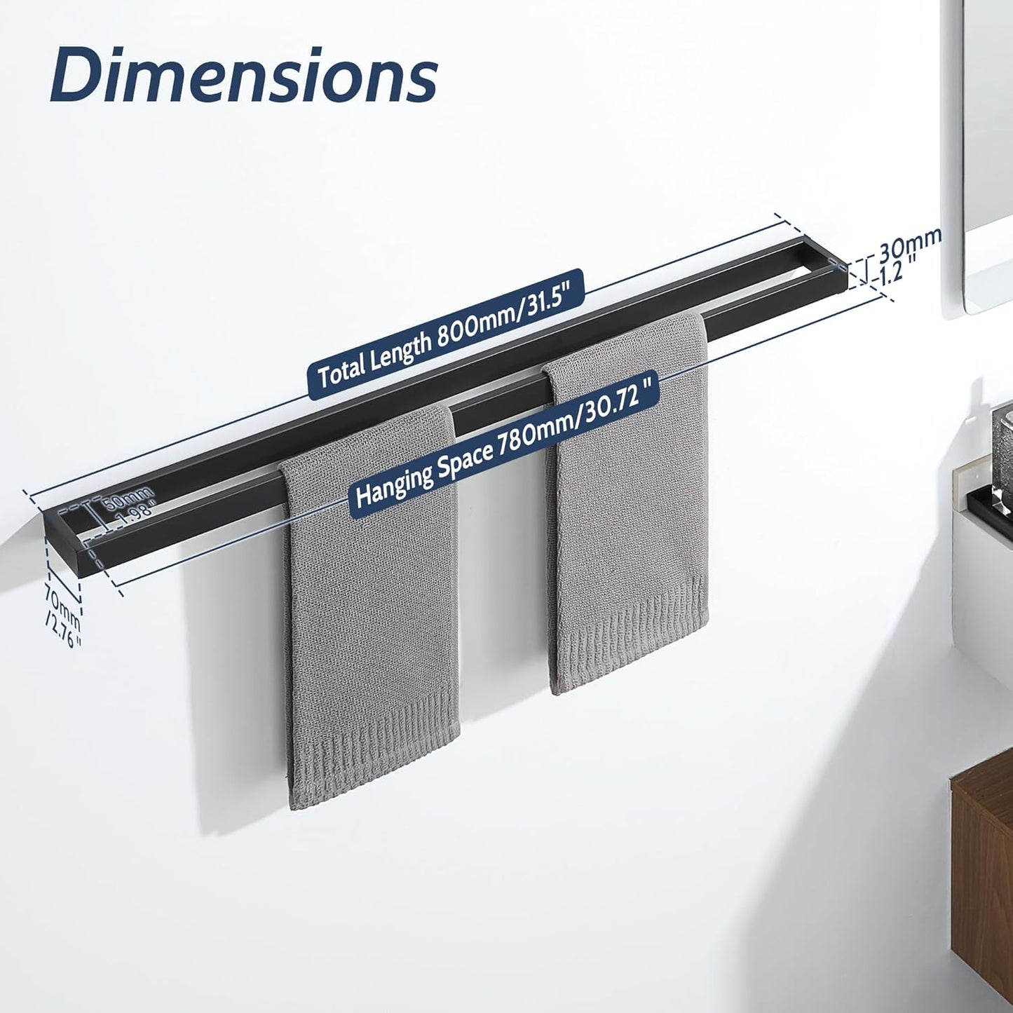 SAYAYO Towel Rail Wall Mounted Bathroom Hand Towel Holder Screw Fixing Towel Ring SUS304 Stainless Steel