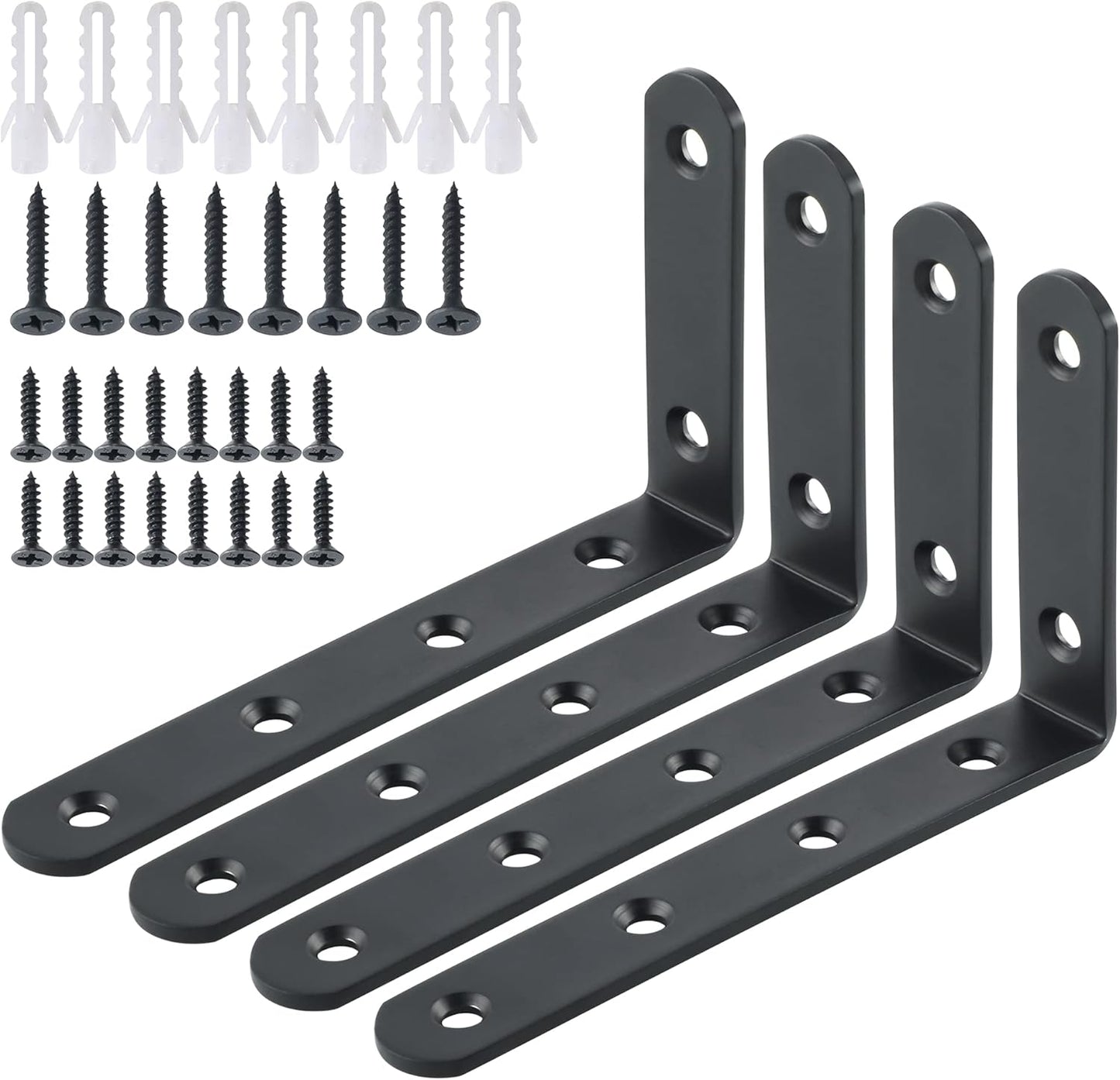 Sayayo L Shelf Bracket Corner Brace Angle Bracket Shelf Support Wall Hanging, Stainless Steel, 150MM-300MM, 2PCS/ 4PCS
