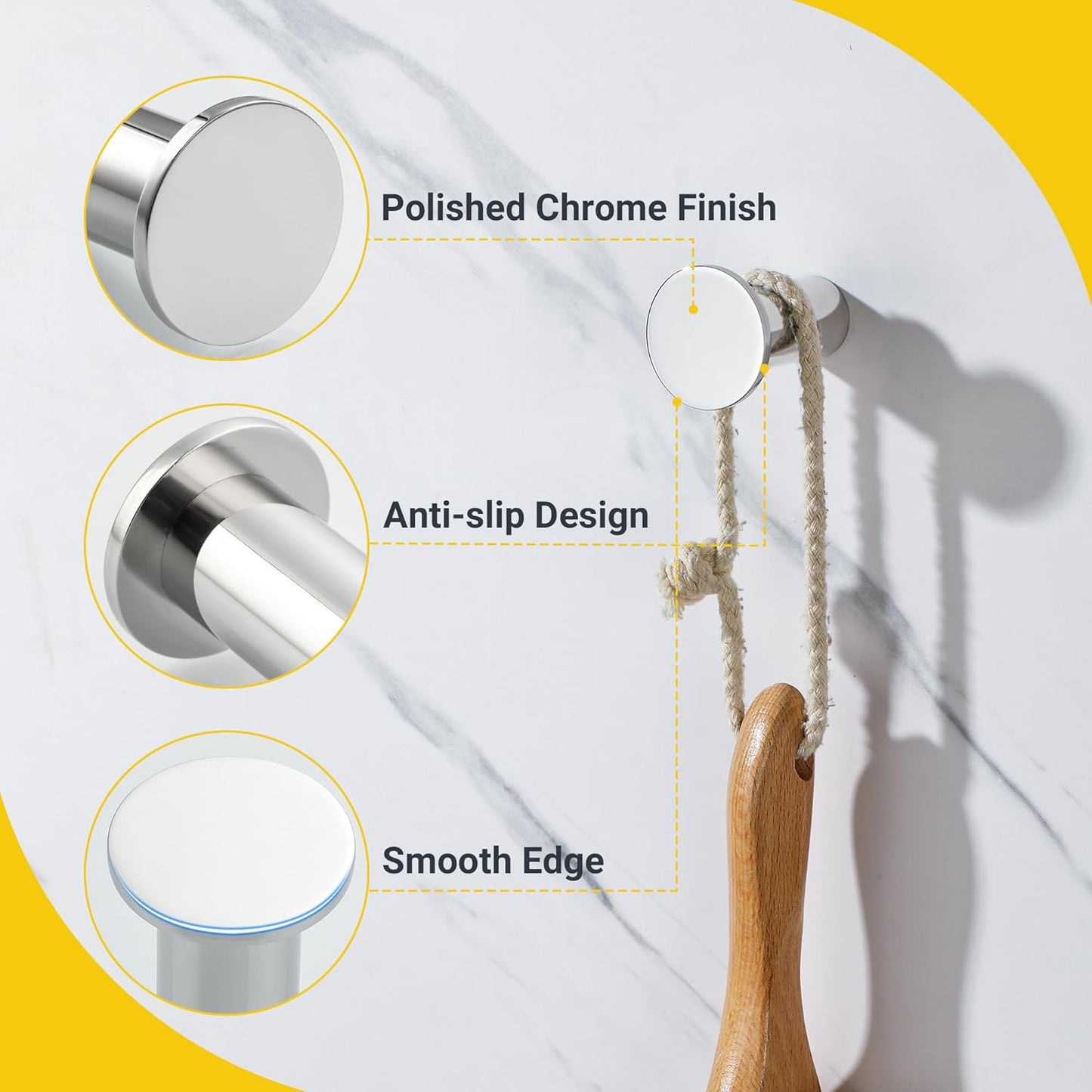 SAYAYO Coat Hooks Wall Mounted 2PCS/ 4PCS Door Hooks for Hanging Towels Wall Hook SUS304 Stainless Steel Heavy Duty for Bathroom Kitchen Home to Hang Clothes, Keys, Hats, Bags