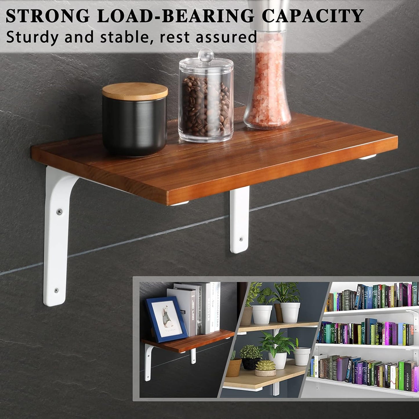 Sayayo L-shape Shelf Bracket Corner Brace Angle Bracket Shelf Support Wall Hanging White/ Brushed/ Black Finished, 100MM-250MM