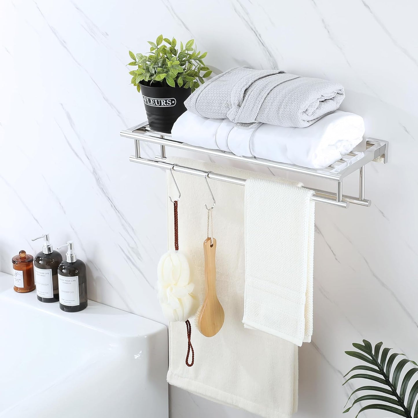 Sayayo Towel Rail Wall Mounted Bathroom Towel Shelf Towel Holder, SUS304 Stainless Steel Towel Rack 16 Inch 20 Inch 24 Inch 28 Inch