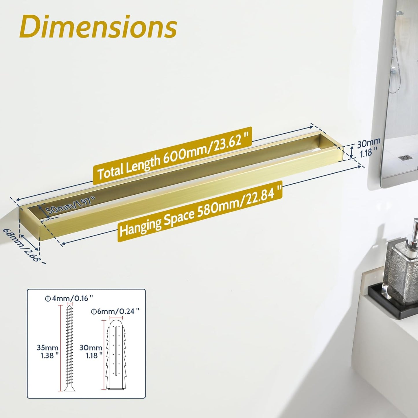 SAYAYO Towel Rail Wall Mounted Bathroom Hand Towel Holder Screw Fixing Towel Ring SUS304 Stainless Steel