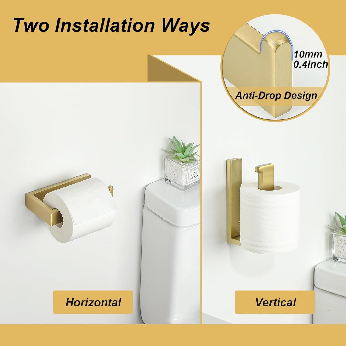 Sayayo Toilet Roll Holder Wall Mounted SUS304 Stainless Steel Toilet Paper Holder for Bathroom Kitchen, (U-shape & Square Body)