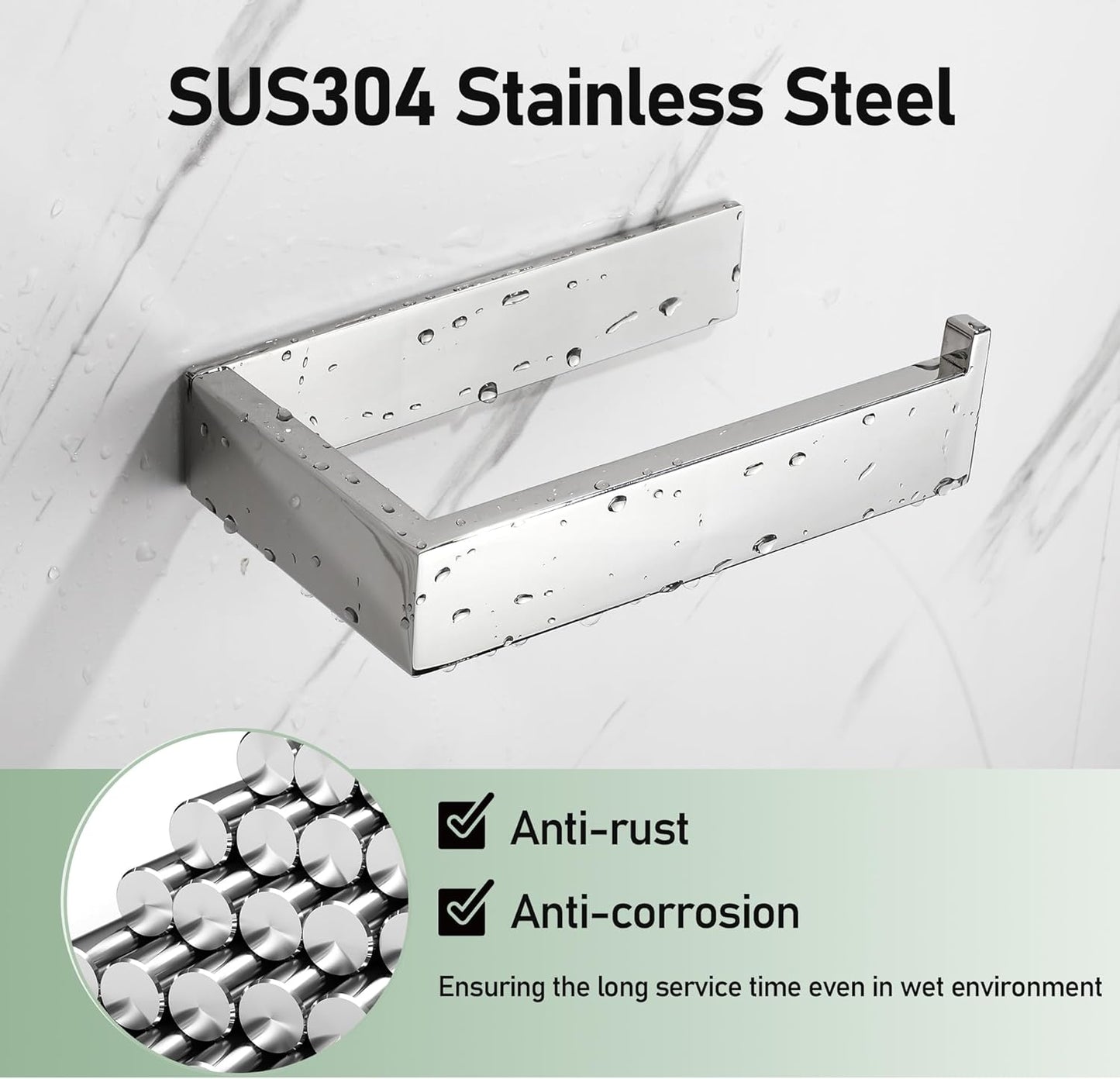 SAYAYO Toilet Roll Holder Self Adhesive Sticky on Toilet Paper Holder Without Screws No Drill for Bathroom Kitchen SUS304 Stainless Steel Square Design Towards the Right/ Left