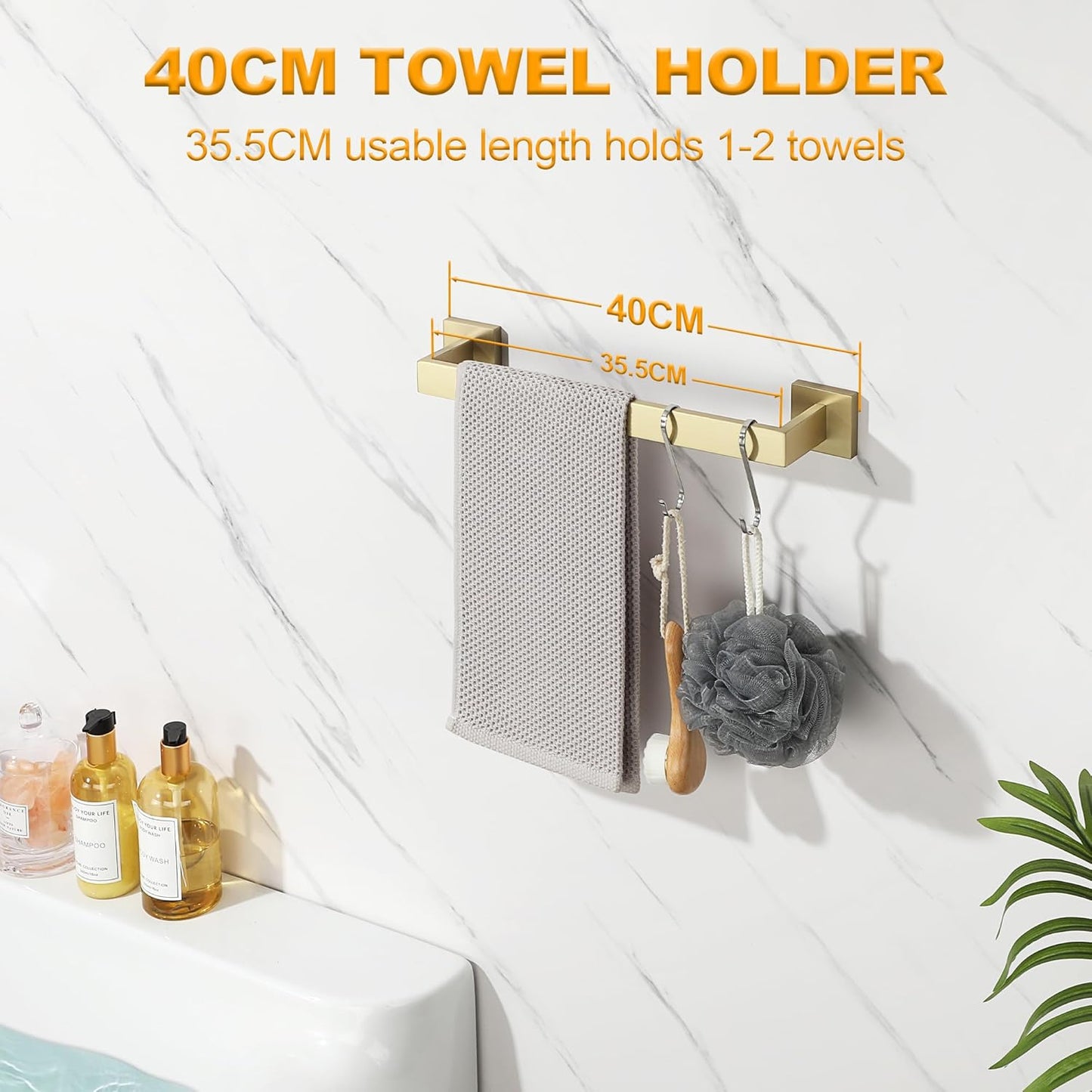 Sayayo Towel Rails Wall Mounted Bathroom Towel Holder Towel Bar, SUS304 Stainless Steel Towel Back, 30 - 80 CM