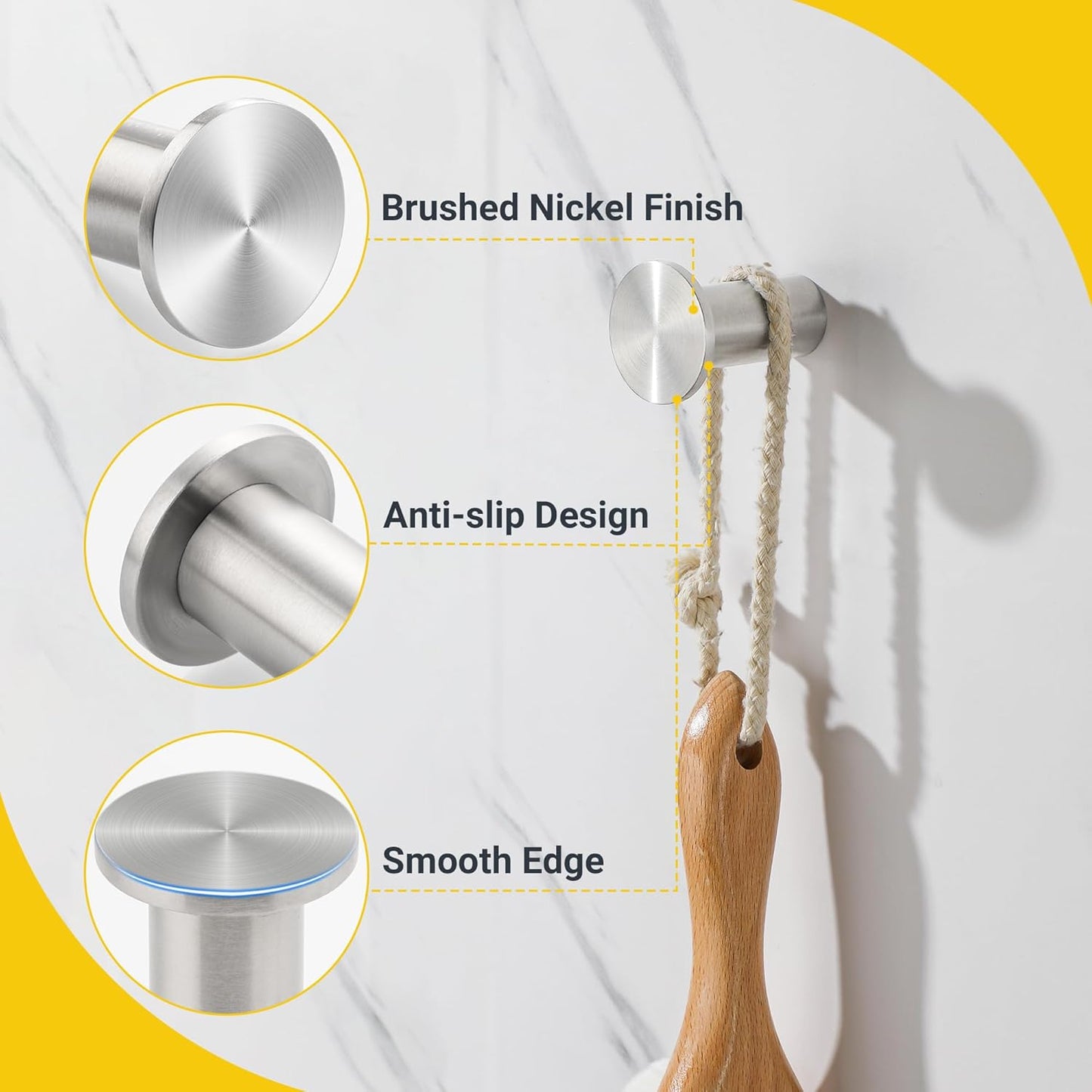 SAYAYO Coat Hooks Wall Mounted 2PCS/ 4PCS Door Hooks for Hanging Towels Wall Hook SUS304 Stainless Steel Heavy Duty for Bathroom Kitchen Home to Hang Clothes, Keys, Hats, Bags