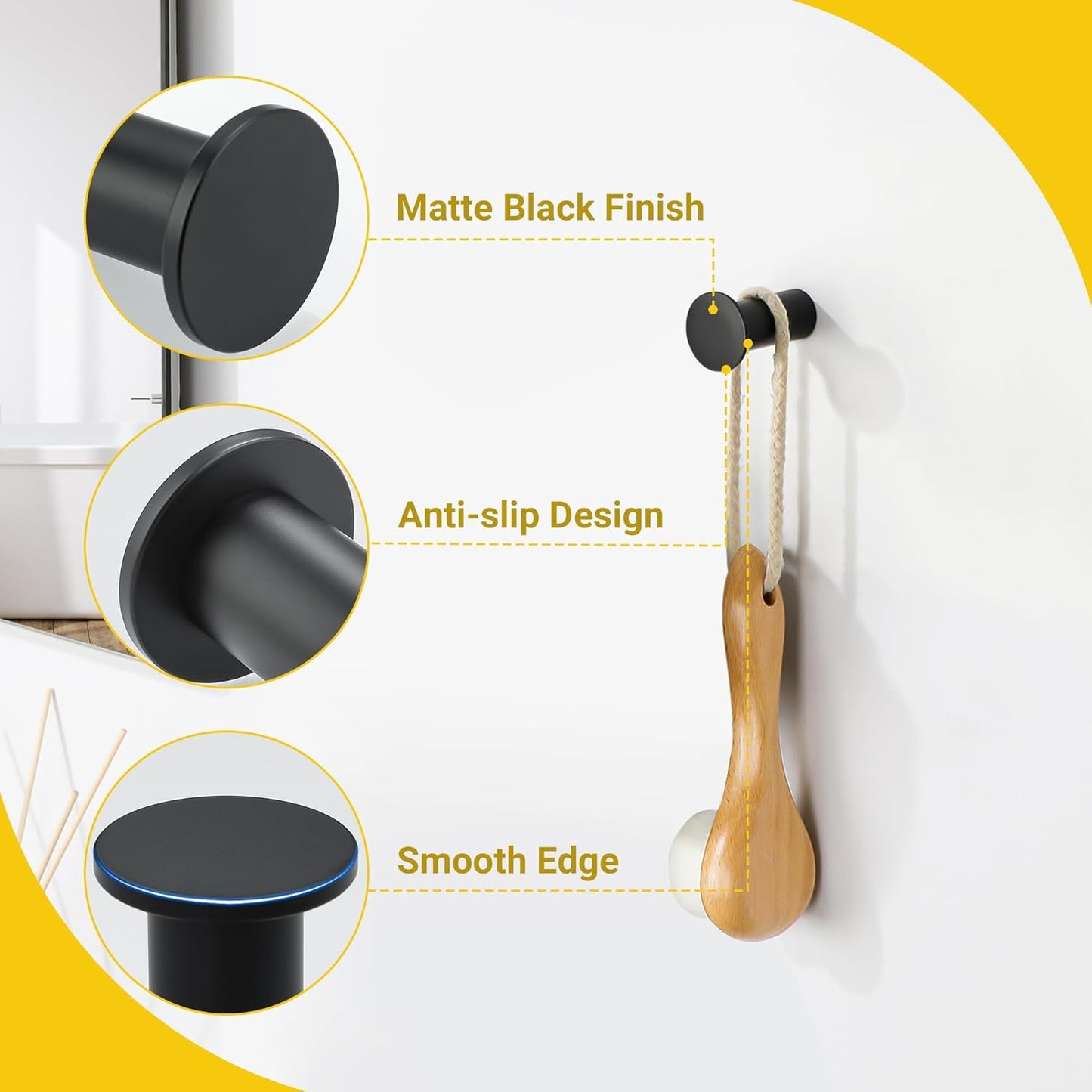 SAYAYO Coat Hooks Wall Mounted 2PCS/ 4PCS Door Hooks for Hanging Towels Wall Hook SUS304 Stainless Steel Heavy Duty for Bathroom Kitchen Home to Hang Clothes, Keys, Hats, Bags