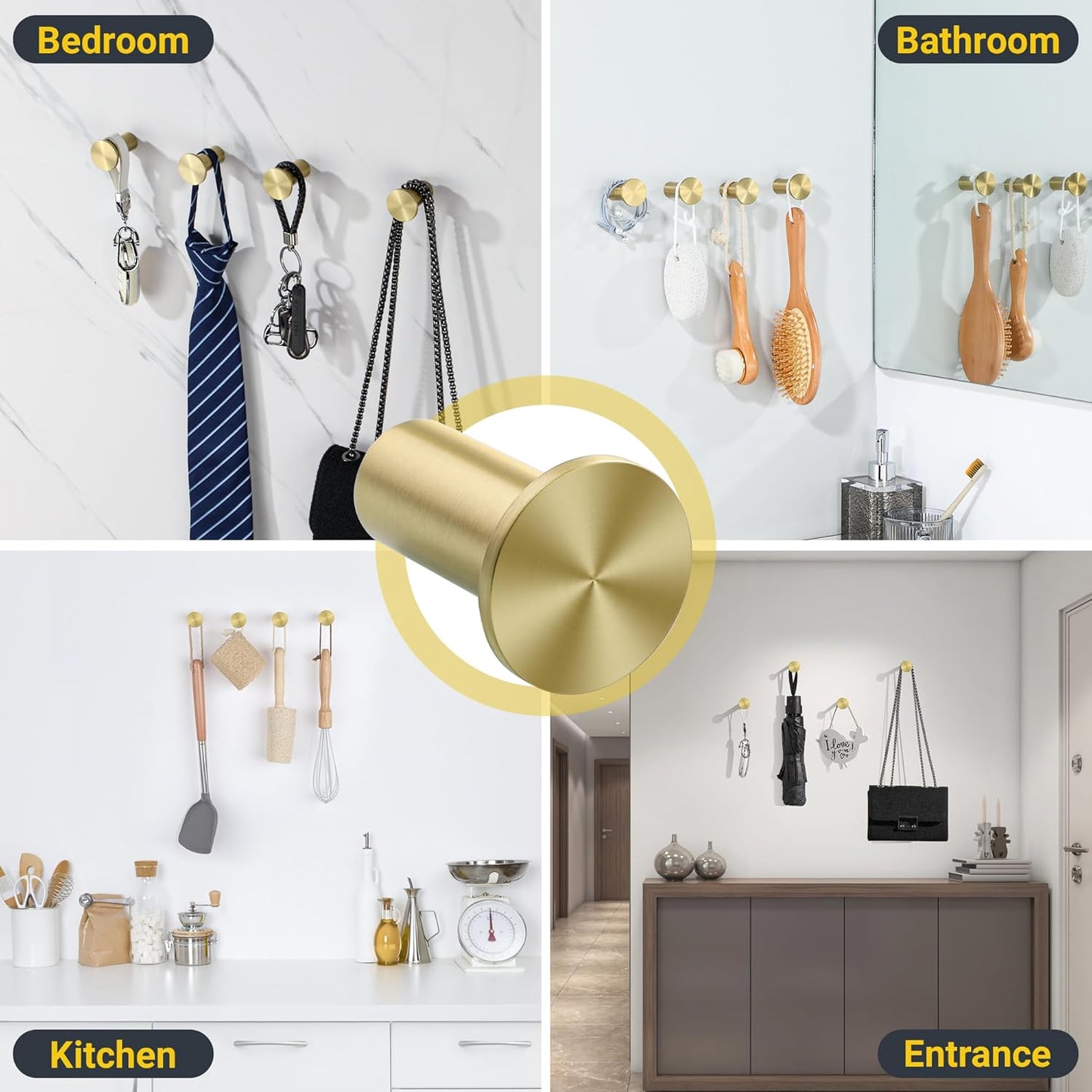 SAYAYO Coat Hooks Wall Mounted 2PCS/ 4PCS Door Hooks for Hanging Towels Wall Hook SUS304 Stainless Steel Heavy Duty for Bathroom Kitchen Home to Hang Clothes, Keys, Hats, Bags