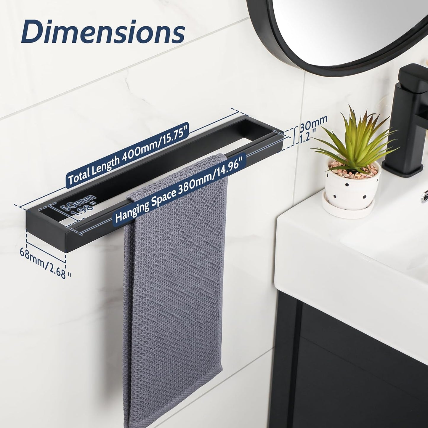 SAYAYO Towel Rail Wall Mounted Bathroom Hand Towel Holder Screw Fixing Towel Ring SUS304 Stainless Steel