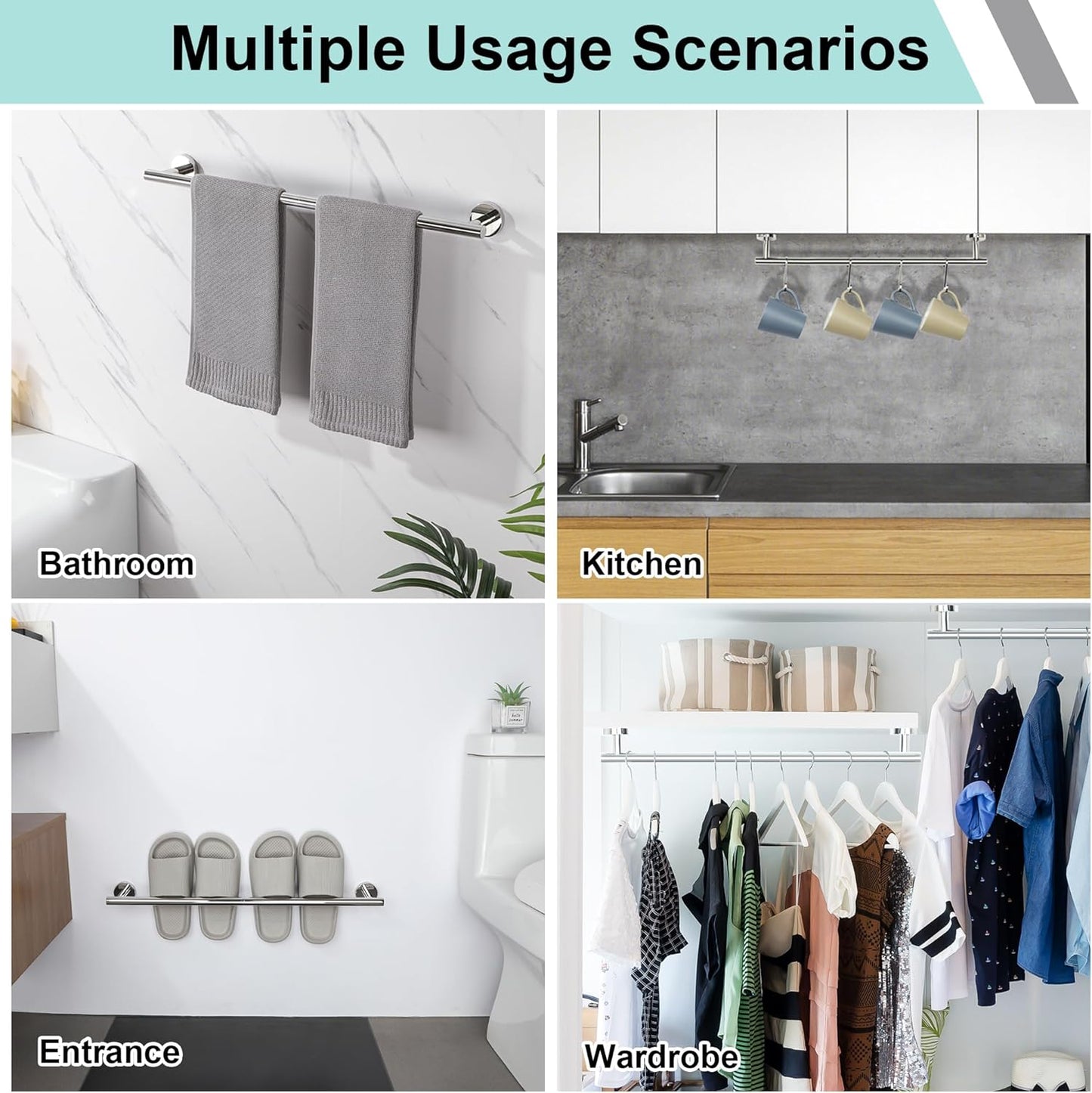 SAYAYO Towel Racks for Bathroom, Towel Bar Towel Rod Wall Mount, SUS304 Stainless Steel Towel Holder