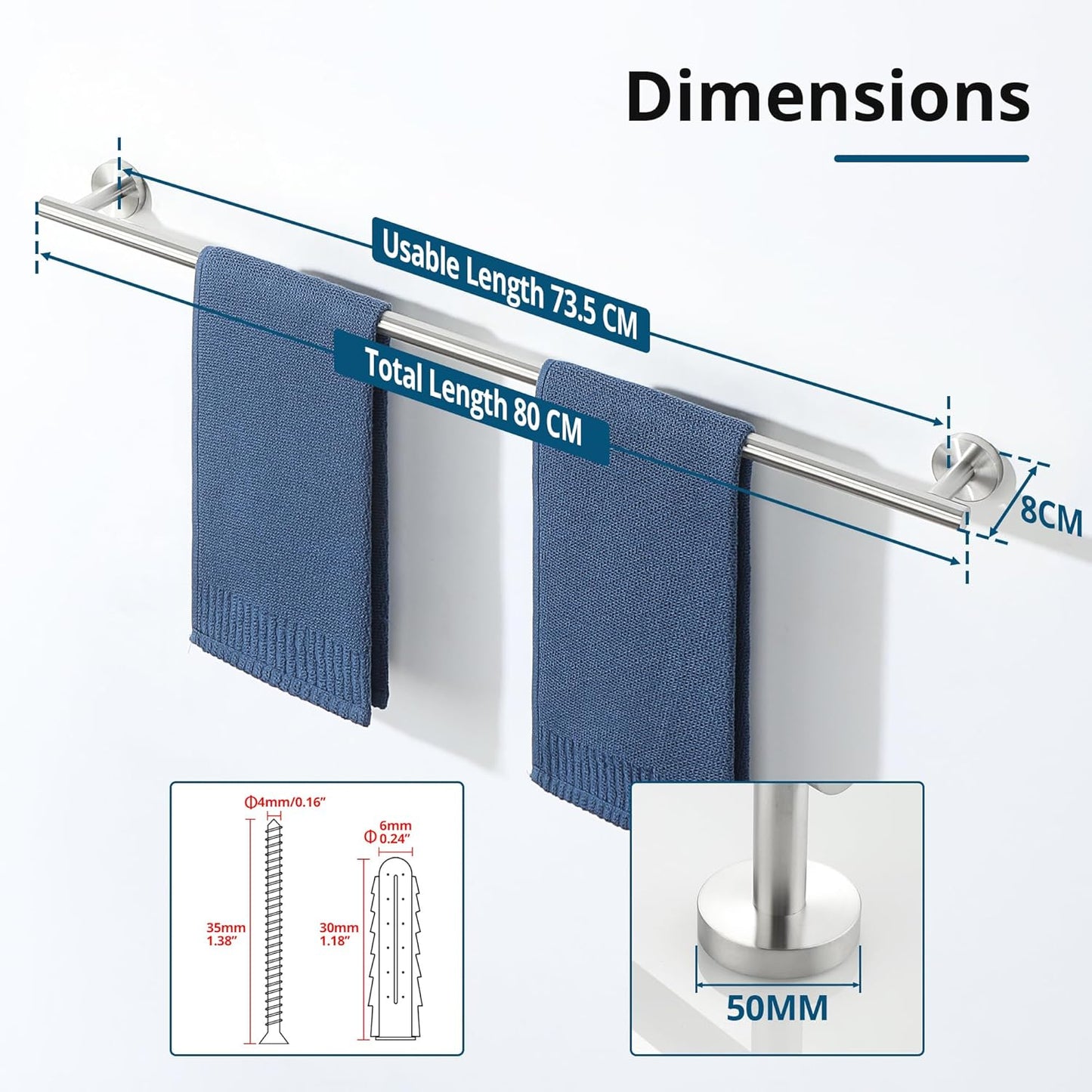 SAYAYO Towel Racks for Bathroom, Towel Bar Towel Rod Wall Mount, SUS304 Stainless Steel Towel Holder
