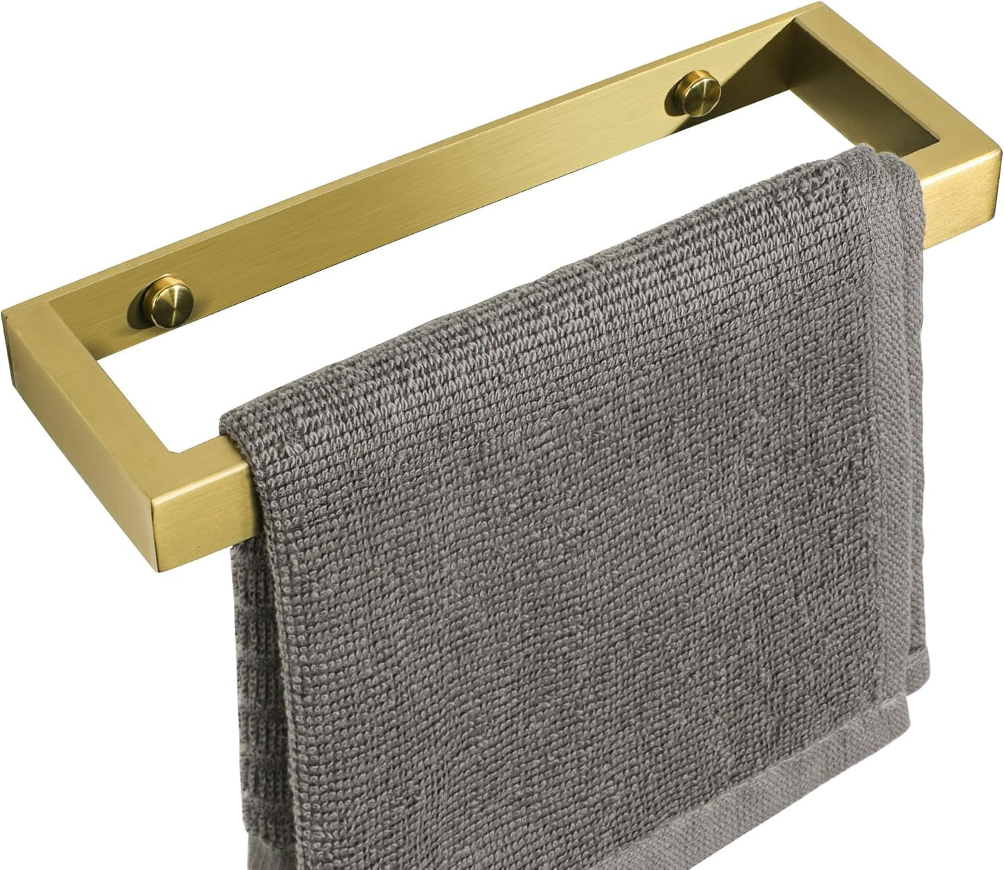 SAYAYO Hand Towel Holder Self Adhesive & Screw Small Towel Rail Wall Mounted Towel Ring SUS304 Stainless Steel No Drilling for Bathroom, 20CM - 70CM, Black, Brushed, White, Polished, Gold