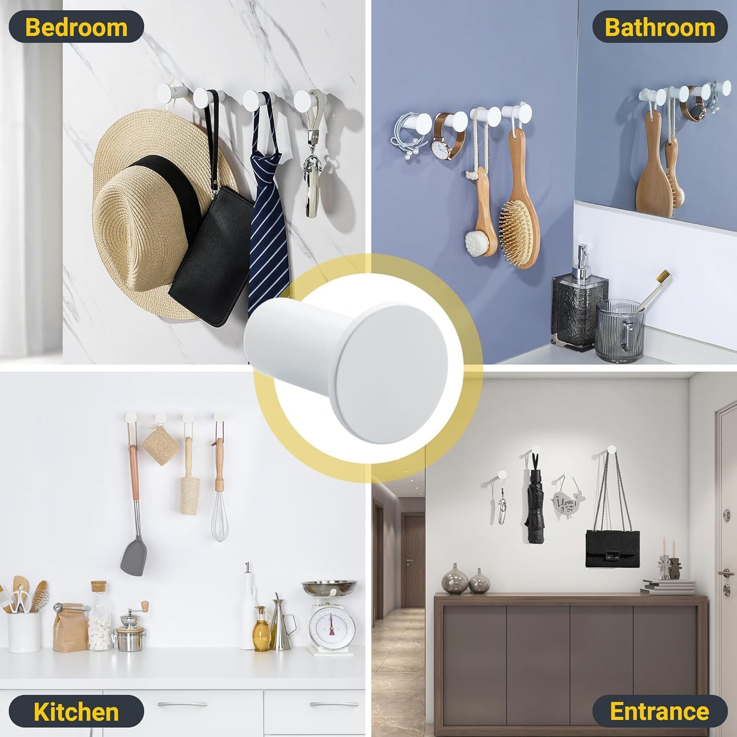 SAYAYO Coat Hooks Wall Mounted 2PCS/ 4PCS Door Hooks for Hanging Towels Wall Hook SUS304 Stainless Steel Heavy Duty for Bathroom Kitchen Home to Hang Clothes, Keys, Hats, Bags