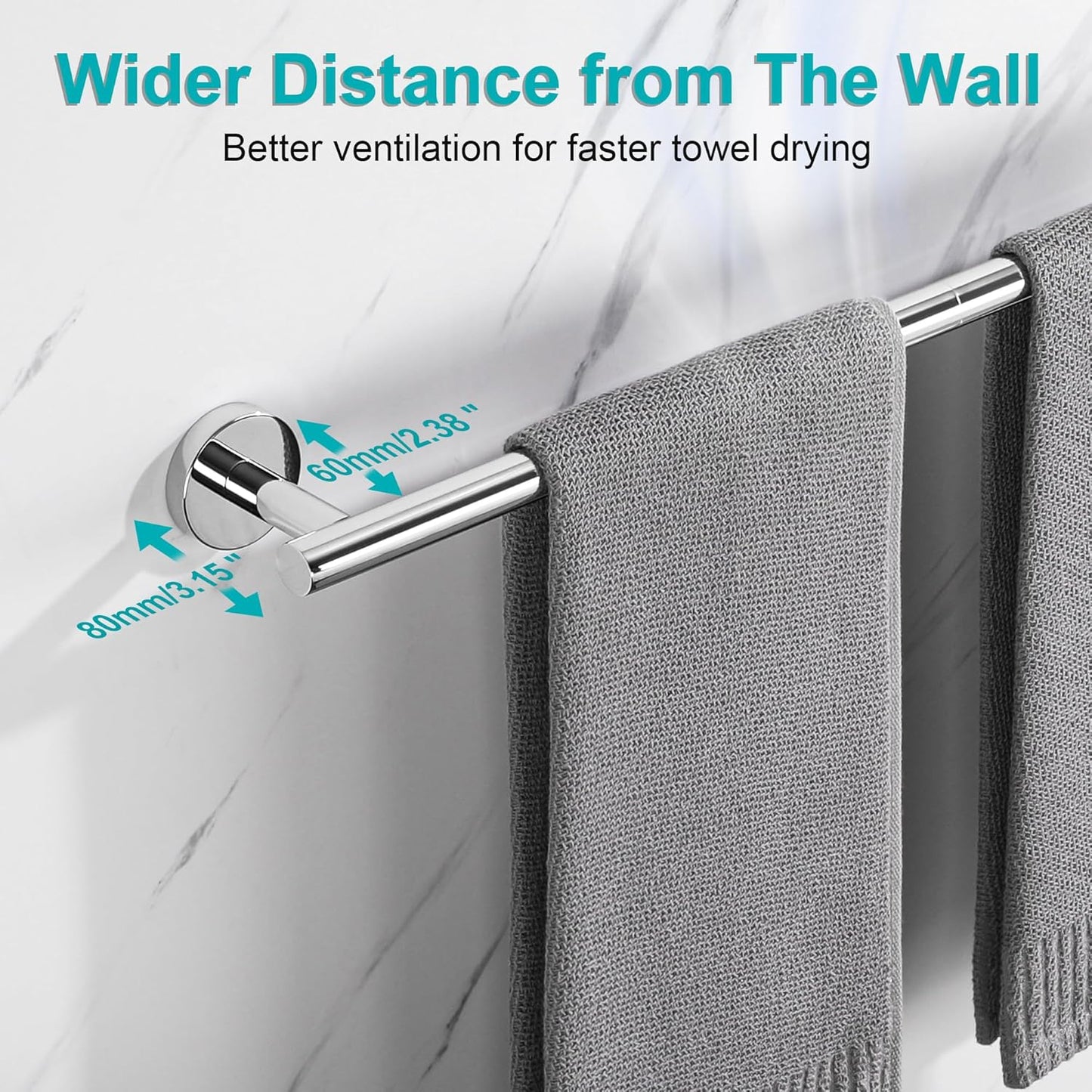 SAYAYO Towel Racks for Bathroom, Towel Bar Towel Rod Wall Mount, SUS304 Stainless Steel Towel Holder