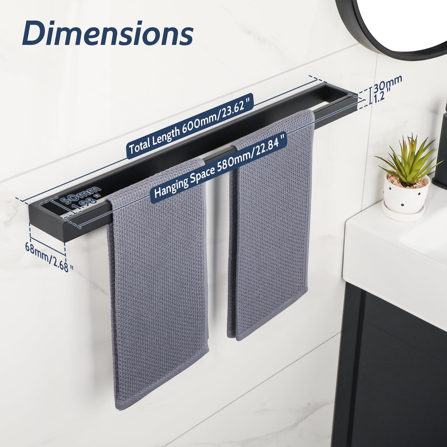 SAYAYO Towel Rail Wall Mounted Bathroom Hand Towel Holder Screw Fixing Towel Ring SUS304 Stainless Steel