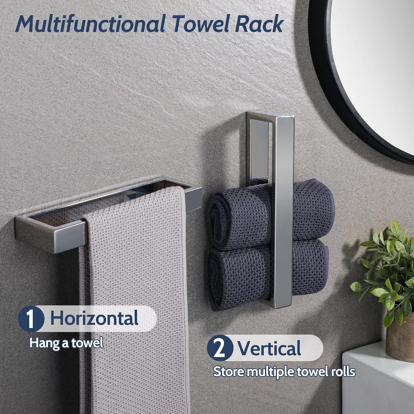 SAYAYO Towel Rail Wall Mounted Bathroom Hand Towel Holder Screw Fixing Towel Ring SUS304 Stainless Steel