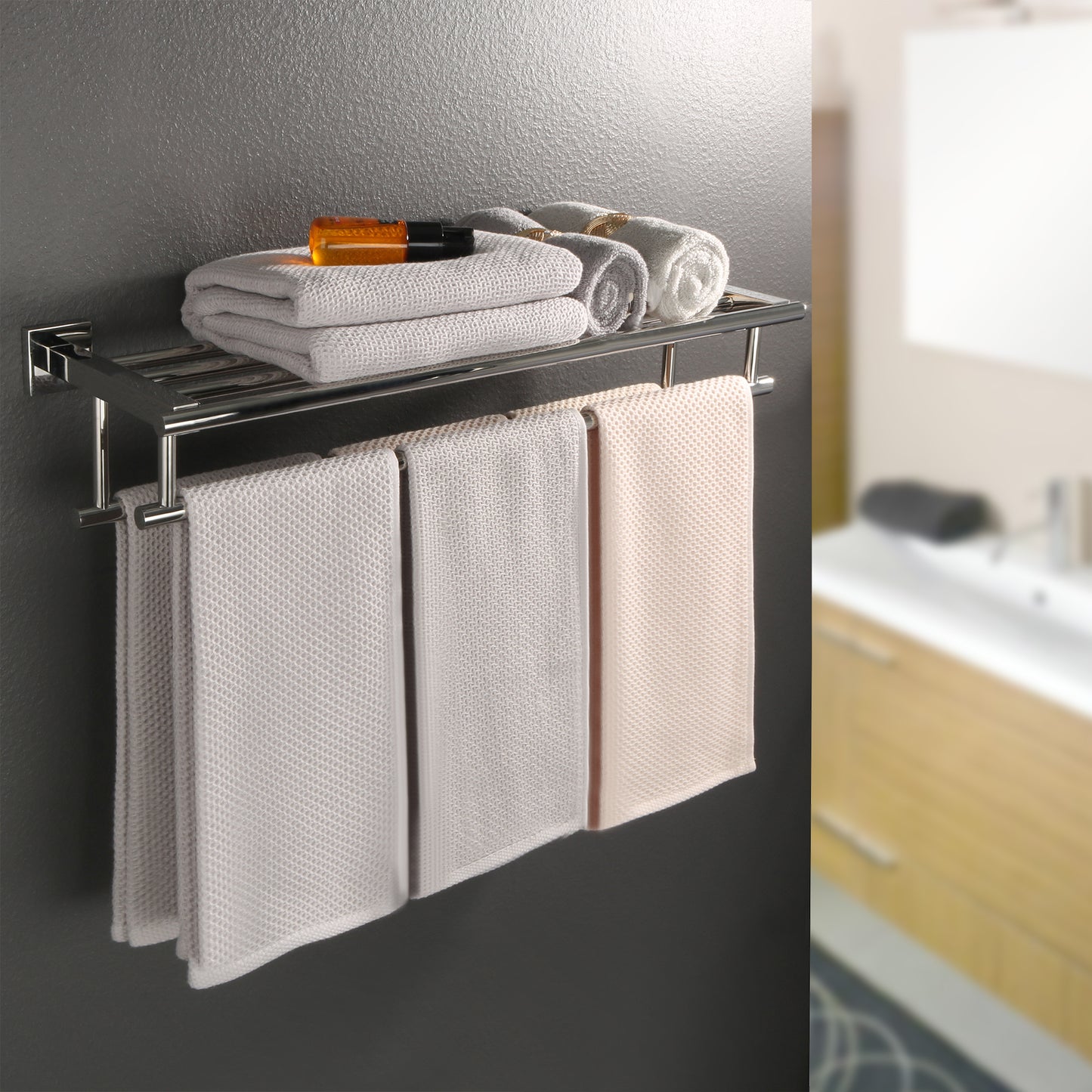 Sayayo Towel Rail Wall Mounted Bathroom Towel Shelf Towel Holder, SUS304 Stainless Steel Towel Rack 16 Inch 20 Inch 24 Inch 28 Inch