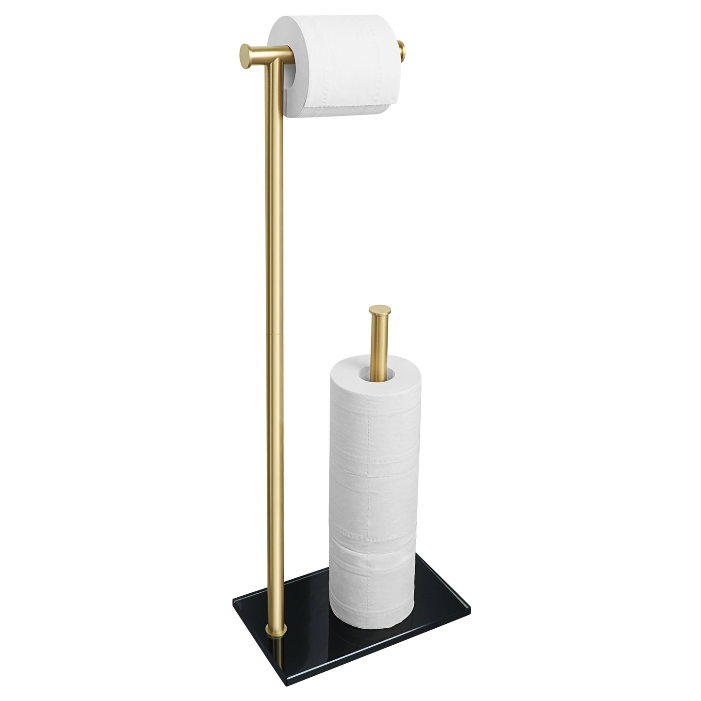 Sayayo Free Standing Toilet Roll Holder with Double Pole (Rectangular Base)
