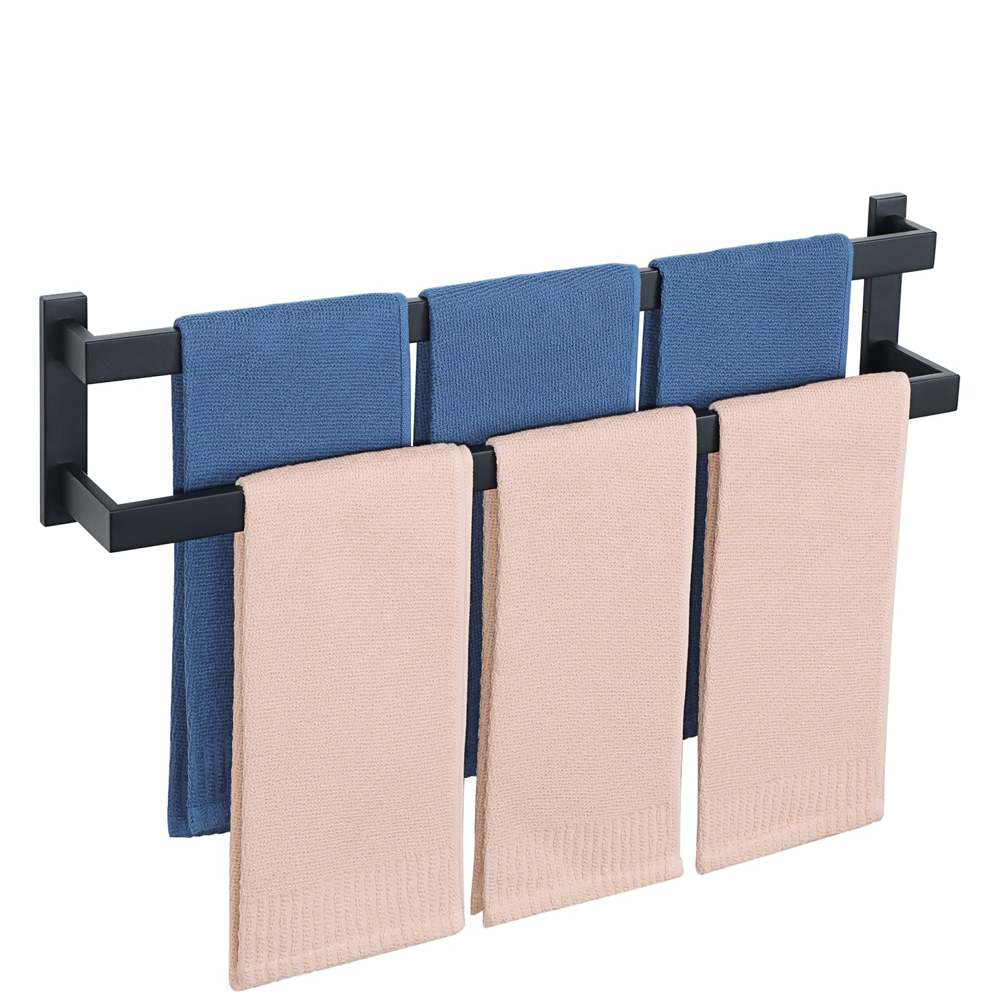 Sayayo Black Towel Rail Wall Mounted Double Bath Towel Holder for Bathroom Kitchen, 2-Tier Towels Rack SUS304 Stainless Steel, 16 INCH, 20 INCH, 24 INCH, 28 INCH