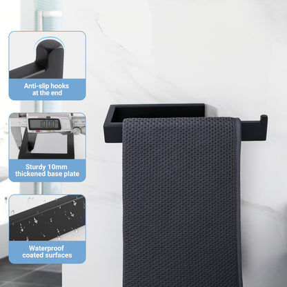 Sayayo Hand Towel Holder 24 CM/ 9.5 INCH Towel Rail Wall Mounted, SUS304 Stainless Steel Black Towel Ring for Bathroom Kitchen, with Drilling