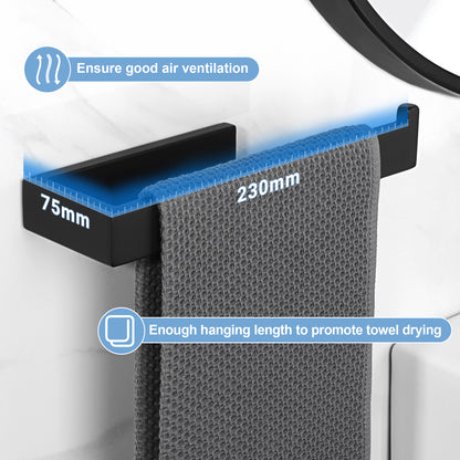 Sayayo Hand Towel Holder 24 CM/ 9.5 INCH Towel Rail Wall Mounted, SUS304 Stainless Steel Black Towel Ring for Bathroom Kitchen, with Drilling