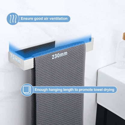 Sayayo Hand Towel Holder 24 CM/ 9.5 INCH Towel Rail Wall Mounted, SUS304 Stainless Steel Black Towel Ring for Bathroom Kitchen, with Drilling