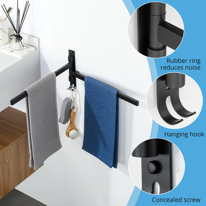 SAYAYO Black/ Brushed Bathroom Towel Rack, 180° Rotating, Bidet Towel Holder, 35CM Towel Rack, Stainless Steel 304 Towel Holder for Kitchen Bathroom, 2 Bars / 3 Bars / 4 Bars