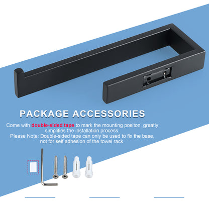 Sayayo Hand Towel Holder 24 CM/ 9.5 INCH Towel Rail Wall Mounted, SUS304 Stainless Steel Black Towel Ring for Bathroom Kitchen, with Drilling