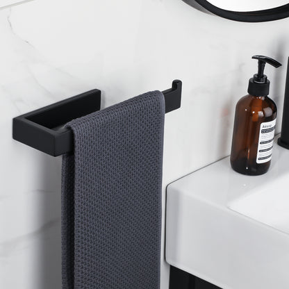 Sayayo Hand Towel Holder 24 CM/ 9.5 INCH Towel Rail Wall Mounted, SUS304 Stainless Steel Black Towel Ring for Bathroom Kitchen, with Drilling