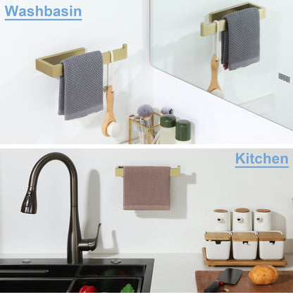 Sayayo Hand Towel Holder 24 CM/ 9.5 INCH Towel Rail Wall Mounted, SUS304 Stainless Steel Black Towel Ring for Bathroom Kitchen, with Drilling