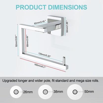 Sayayo Toilet Paper Roll Holder Wall Mounted, Towel Holder Hand Towel Ring, SUS304 Stainless Steel Waterproof & Rustproof, Modern Square Design, Chrome/ Black/ Brushed/ Gold