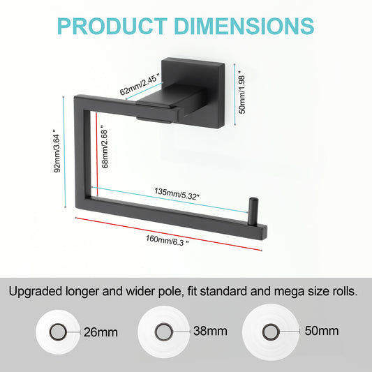 Sayayo Toilet Paper Roll Holder Wall Mounted, Towel Holder Hand Towel Ring, SUS304 Stainless Steel Waterproof & Rustproof, Modern Square Design, Chrome/ Black/ Brushed/ Gold