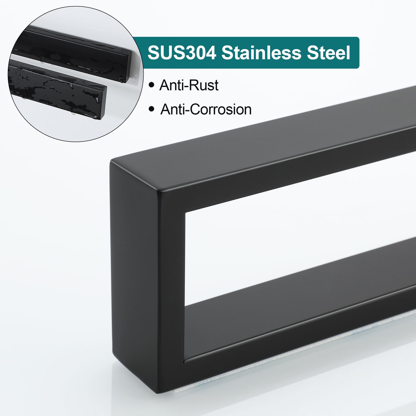 SAYAYO Hand Towel Holder Self Adhesive Towel Rail Towel Rack Stainless Steel Towel Ring No Drilling for Bathroom, 20cm - 40cm, 8 Inch - 16 Inch, Black, Brushed, Polished