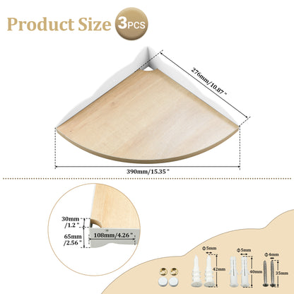 SAYAYO 28 CM Wooden Corner Wall Shelves, Wooden Corner Shelf, Wall-Mounted Shelf for Books, Plants, Kitchen, Bathroom, Living Room, Study