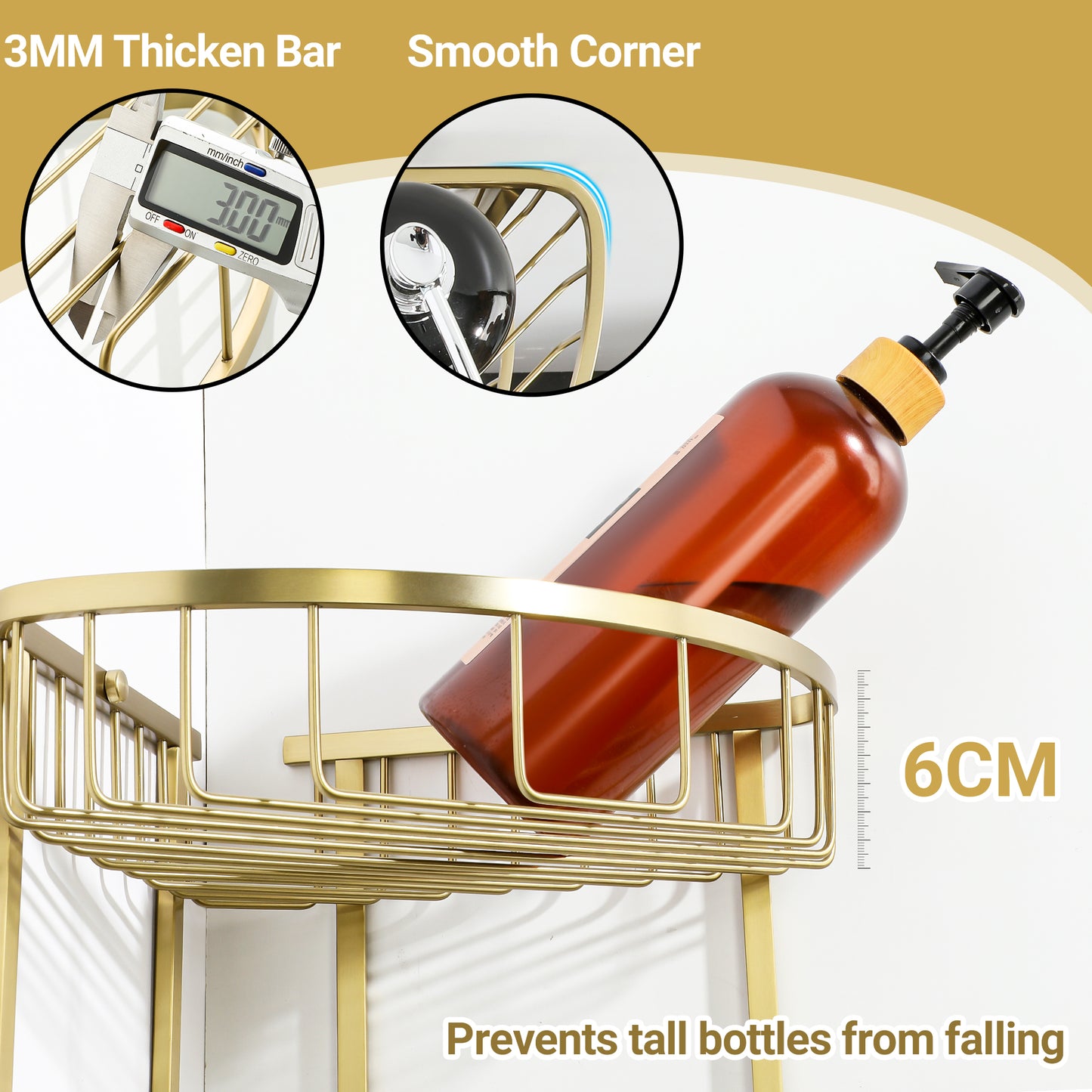 SAYAYO Corner Shower Caddy Basket, SUS304 Stainless Steel Corner Bathroom Shelf, 2-Tier Polished Shower Organiser