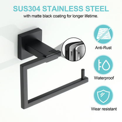 Sayayo Toilet Paper Roll Holder Wall Mounted, Towel Holder Hand Towel Ring, SUS304 Stainless Steel Waterproof & Rustproof, Modern Square Design, Chrome/ Black/ Brushed/ Gold