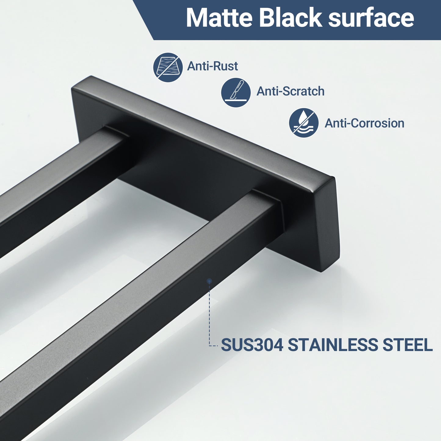 Sayayo Hand Towel Holder Double Towel Bar, Towel Rails SUS304 Stainless Steel Towel Rack 30CM, 40CM