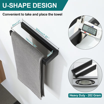 SAYAYO Hand Towel Holder Self Adhesive Towel Rail Towel Rack Stainless Steel Towel Ring No Drilling for Bathroom, 20cm - 40cm, 8 Inch - 16 Inch, Black, Brushed, Polished