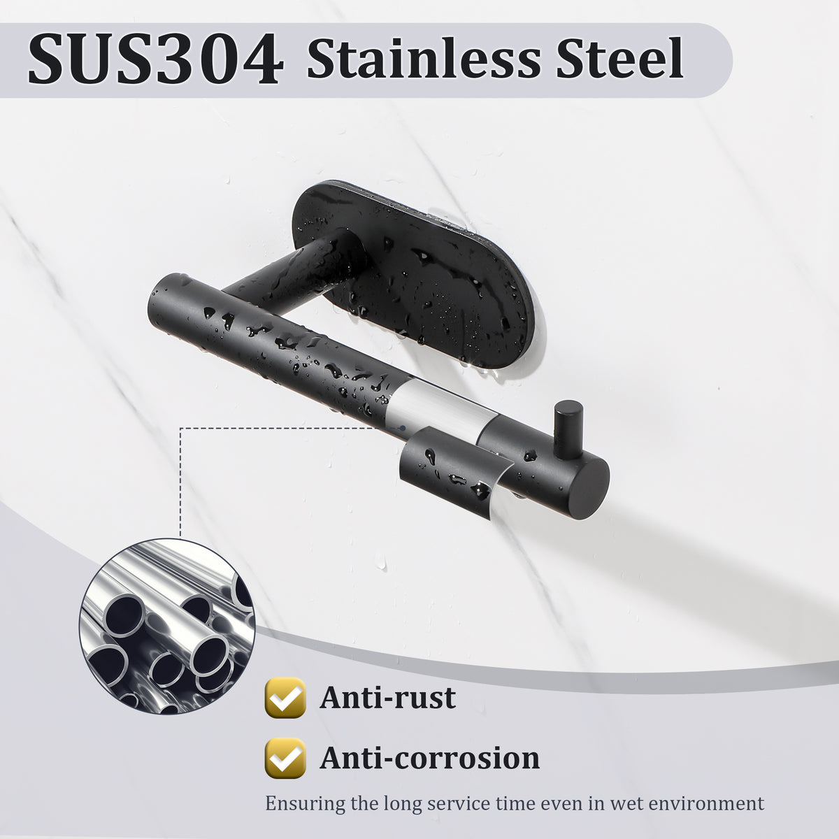 SAYAYO 304 Stainless Steel Toilet Roll Holder for Bathroom Kitchen No Drill Self-Adhesive Toilet Paper Holder