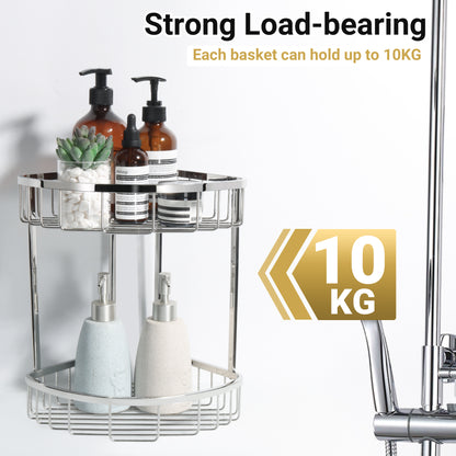 SAYAYO Corner Shower Caddy Basket, SUS304 Stainless Steel Corner Bathroom Shelf, 2-Tier Polished Shower Organiser