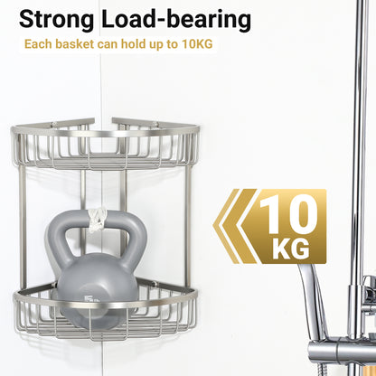 SAYAYO Corner Shower Caddy Basket, SUS304 Stainless Steel Corner Bathroom Shelf, 2-Tier Polished Shower Organiser