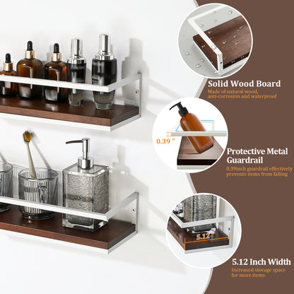 SAYAYO 40 CM Wooden Wall Shelves, Set of 2 Wooden Bathroom Shelves, Wall-Mounted Shelf for Books, Plants, Wall Shelves for Kitchen, Bathroom, Living Room, Study