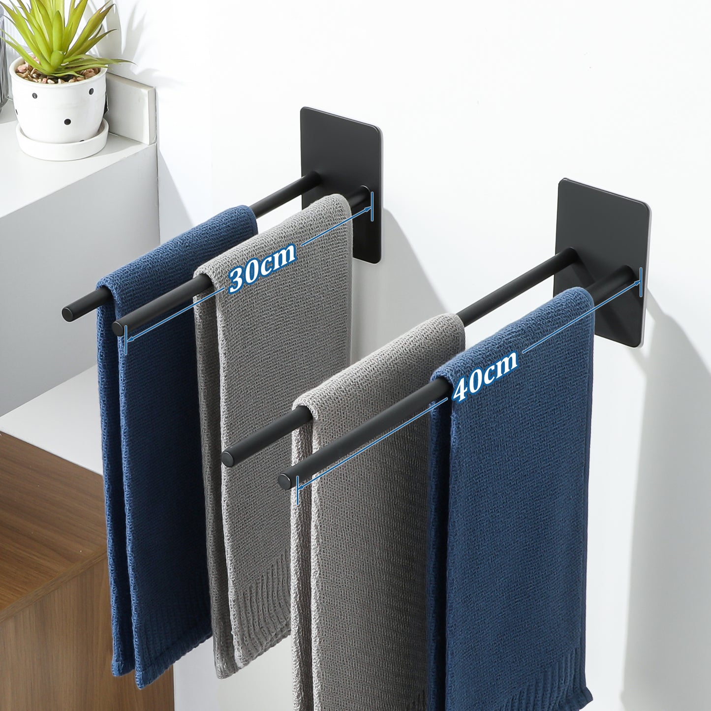 Sayayo Towel Rails Adhesive Bathroom Towel Holder Double Towel Bar Stick on, SUS304 Stainless Steel Towel Rack No Drilling , 30CM, 40CM