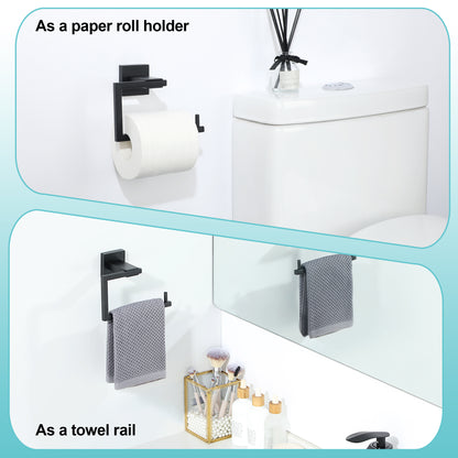 Sayayo Toilet Paper Roll Holder Wall Mounted, Towel Holder Hand Towel Ring, SUS304 Stainless Steel Waterproof & Rustproof, Modern Square Design, Chrome/ Black/ Brushed/ Gold